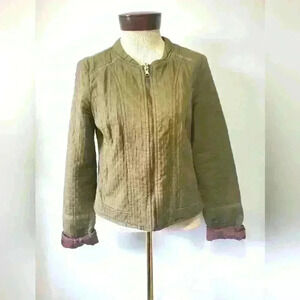 HEI HEI ANTHROPOLOGIE moss green quilted riding jacket. Size  small